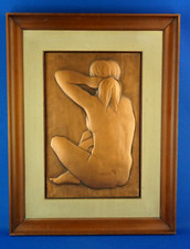 Paolo Ottaviani Grande Placca Bassorilievo metallo rame quadro nudo donna 1900