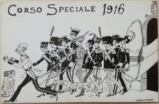 CARTOLINA REGGIMENTALE CORSO SPECIALE 1916 UMORISTICA ANTIAUSTRIACA KAISER M3