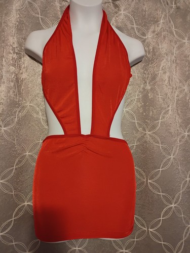 Mini abito sexy rosso halter - mini,