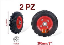 2 PZ RUOTE IN GOMMA RICAMBIO CARRELLI CARRIOLA 200mm 8" 16mm RUOTA