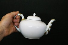 Teiera Richard Ginori anni 40 50 porcellana bianca oro antica vintage Doccia