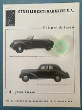 Rara Pubblicita’ FIAT 1500 Cabriolet e Berlina GARAVINI 1938