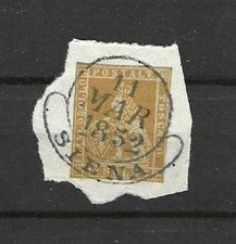 Antichi stati Toscana 1 soldo giallo 1852 annullato frammento Falso d'epoca??