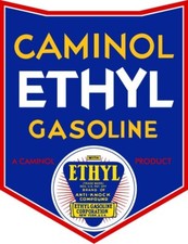 CAMINOL Benzina con Etile NUOVA Insegna 28" Alta Diecut ACCIAIO AMERICANO