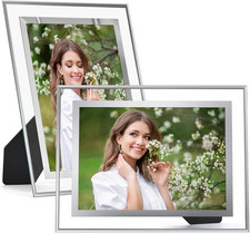 Set Da 2 Cornici 13X18 in Argento, in Vetro, Adatte per Foto Da 7 Pollici, Facil