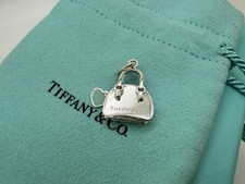 Borsa a mano Tiffany Co in argento sterling con ciondolo cuore smaltato blu
