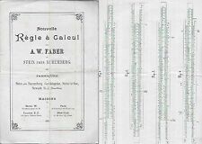 REGOLO CALCOLATORE FABER STEIN NUREMBERG ISTRUZIONI USO FINE 1800 REGLE CALCUL