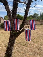 Lotto Lavoro 4 Lanterne Giorno Bastiglia Carta Candela Concertina Pieghevole Francese Vintage