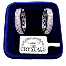 Cerchi Orecchini 22mm pl. oro Bianco 18K con Cristalli Zirconi Uomo Donna 03/9