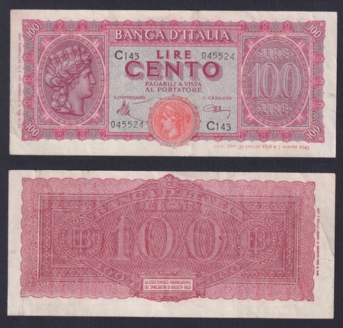 Banconota italia 100 lire - italia,