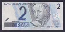 Banconota Brasile 2 reais 2001 P.-249e SPL/XF