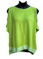 A. Top Gain taglie forti taglia 2X verde hi orlo basso spalle fredde