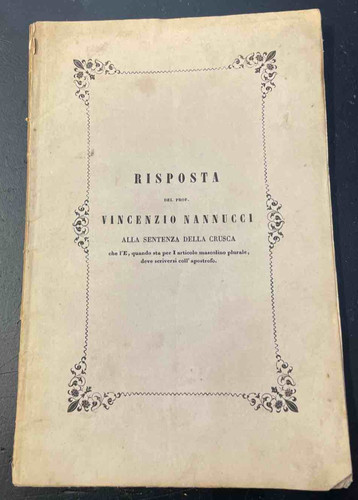 Nannucci risposta alla - v.,