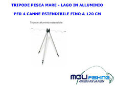 TRIPODE-TREPPIEDI IN ALLUMINIO PESCA MARE LAGO PER 4 CANNE MAX 120 CM 
