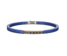 BARAKA Bracciale uomo ceramica BLU Oro rosa 18 kt diamanti neri BR35104 18 cm