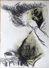 Carlo Mattioli - "Ritratto di Renato Guttuso" - prove litografiche, non firmato