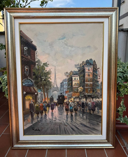 Dipinto olio tela pino - su,