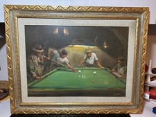 OLIO SU tela  GIOCATORI DI BILIARDO ANNI 60 Gori Paolo Gino