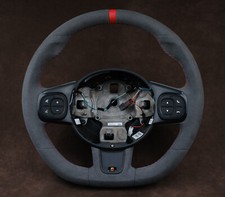 Volante personalizzato Fiat 500 ABARTH 595 fondo piatto Alcantara ore 12 rosso