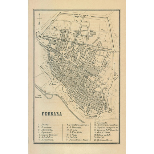 Mappa storica ferrara italia - mappa,