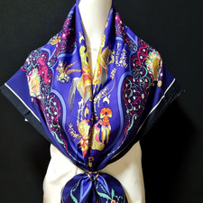 RARA SCIARPA DI SETA VINTAGE HERMES "Poesie Persane" Carre 90 Duty-free US