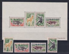 Costa d'Avorio 1963 Fauna Michel n. 251-54 e blocco 2 **
