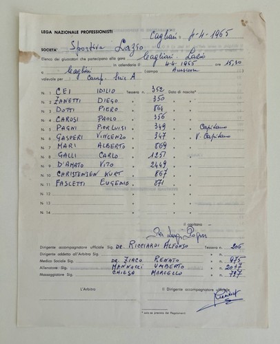 Cagliari vs lazio - 04/04/65,