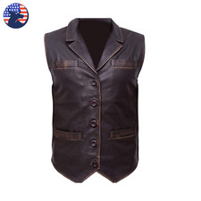Gilet biker uomo pelle marrone