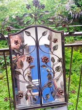 SPECCHIO CON CONSOLLE IN FERRO BATTUTO PIENO E FORGIATO A MANO ANTICO.. "UNICO"