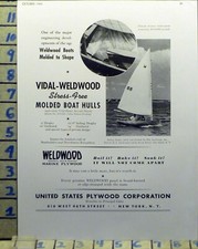 1940 WELDWOOD MARINA COMPENSATO BARCA VELA NEW YORK NAUTICA VINTAGE ART AD BC93