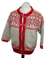 Cardigan norvegese da donna fatto a mano lana maniche a 3/4 circa taglia 44