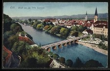 Cilli, veduta del luogo da Villa Sanneck, cartolina 