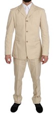 Romeo Gigli Due Pezzi 3 Bottoni Cotone Beige Solido Uomo Abito Autentico