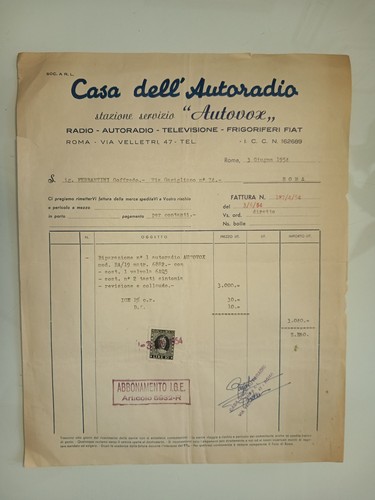 Fattura casa dell autoradio - "casa, dell'autoradio