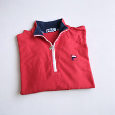 Fila polo maniche lunghe 3/4 zip rossa vintage 90S retrò taglia M
