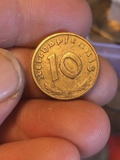 Moneta 10 Reich Pfennig 1937 Zecca D Deutsches Reich Nazismo Svastica Germania 