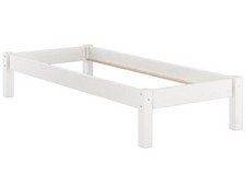 Solido letto bianco,pino con materasso 90x200 su doghe rigide curve 60.35-09WFLM