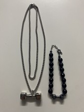 Set, Parure In Acciaio, bracciale e collana da Uomo peso palestra idea regalo