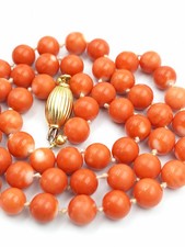 ANTICA collana  vero CORALLO Rosa e Arancione naturale Oro Giallo e Bianco 18 Kt