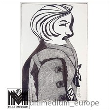 Disegno inchiostro originale Gisela Geser -Titolo: Dama effetto rete