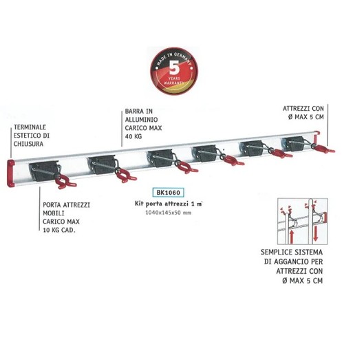 Barra porta attrezzi 100 - cm,