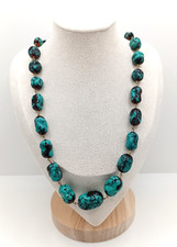 collana girocollo vintage anni 60 pietre in vetro soffiato di Murano turchese