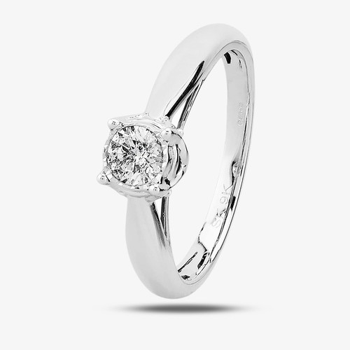 Anello solitario oro - solitario, bianco