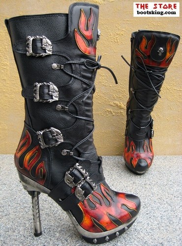New rock boots calypso nero - new,
