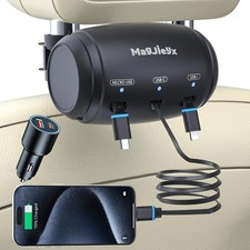 Multi Retractable Car Charger Station, Headrest 3 in 1 Charging Box Share Rid...
