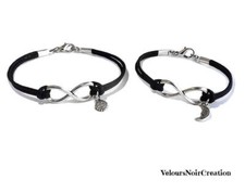 Coppia bracciali simbolo infinito e ciondoli sole e luna regalo fidanzati amore