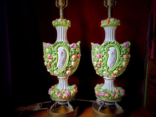 Coppia lampade capodimonte - coppia,