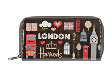 Portafoglio donna Harrods Multi Glitter London con zip e scomparti interni
