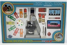 Microscopio Giocattolo Super Red Ingrandimenti 200x600x1200 Vintage D’epoca