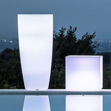 VASO RESINA ALTO MODERNO TONDO GIARDINO VASI MADE IN ITALY LUCE LED LUMINOSO